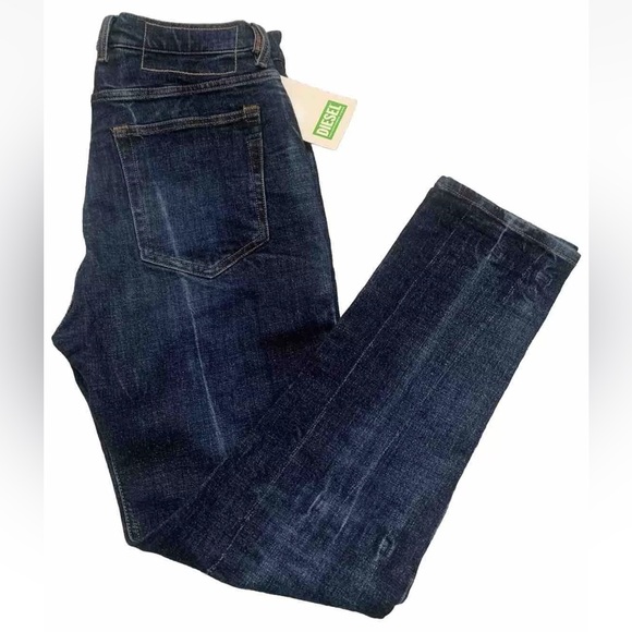 SOLD! Diesel D-Vider Carrot Blue Denim Jeans 0092X Stretch Distressed Mens - Picture 3 of 16